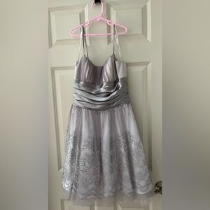 Girls special occasion silver sparkly dress, juniors size 3/4